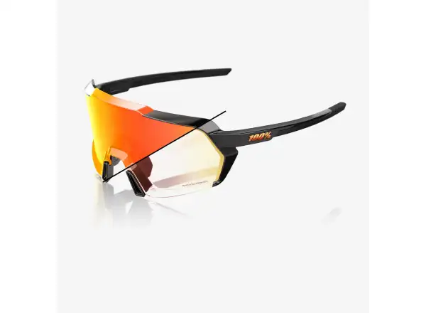 100% Korbin Gloss Metallic Black Orange Flash Mirror Photochromic Sunglasses