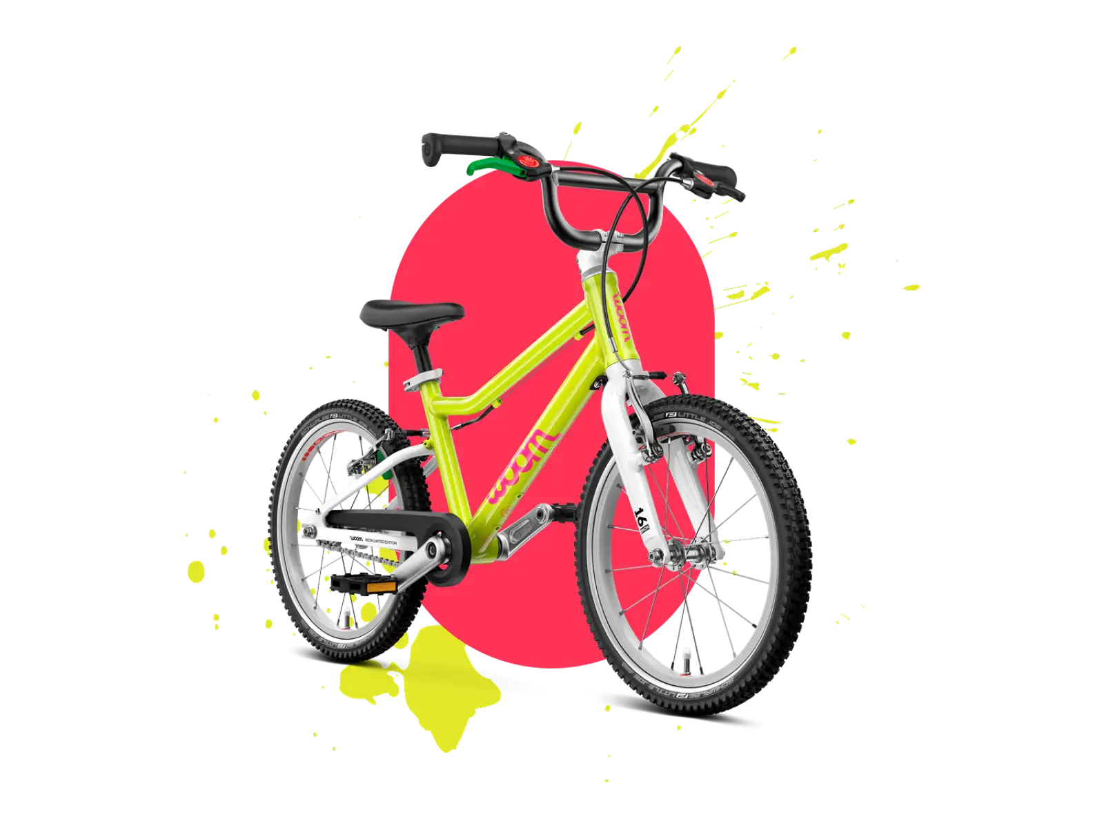 Woom GO 3 Automagic kids bike neon lime