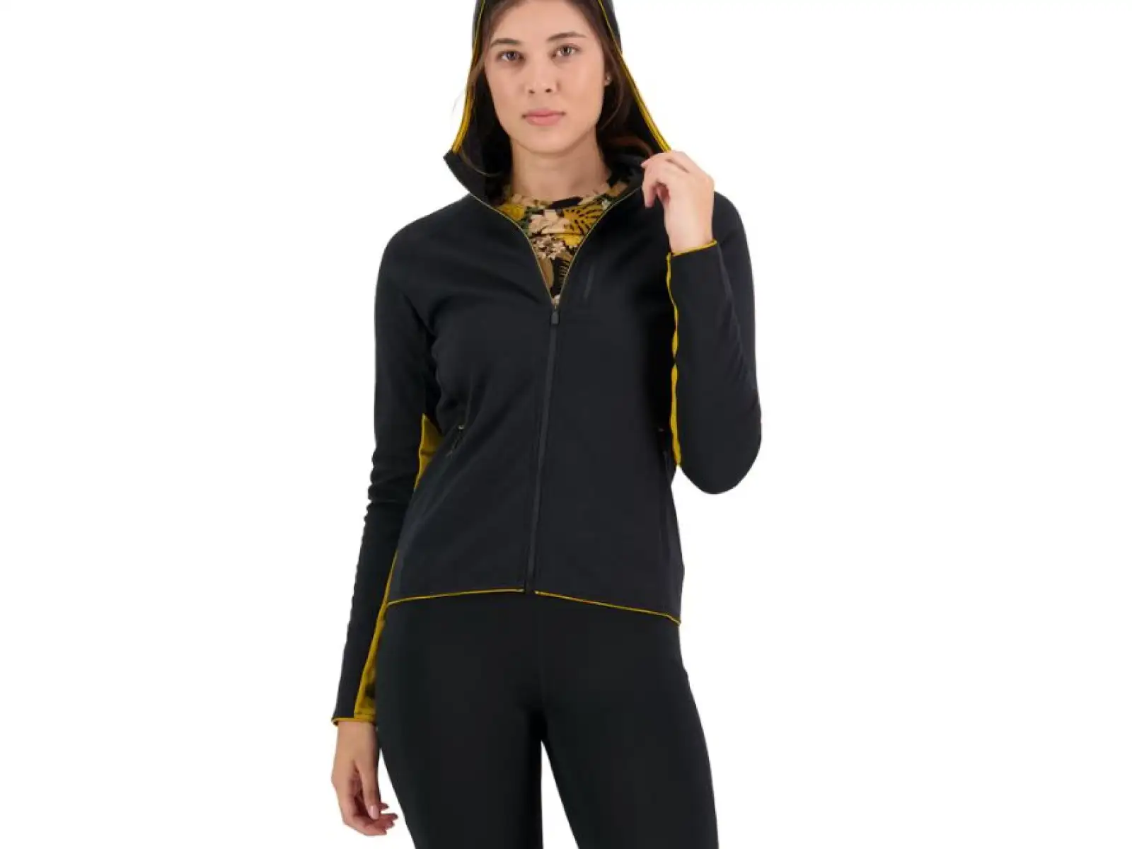 Mons Royale Approach Merino Shift Fleece Hood women's sweatshirt long sleeve black