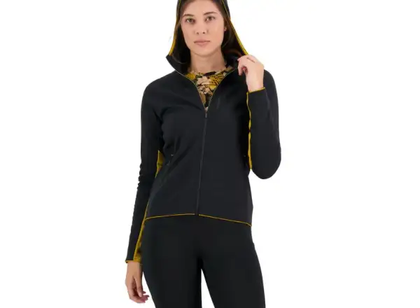 Mons Royale Approach Merino Shift Fleece Hood women's sweatshirt long sleeve black