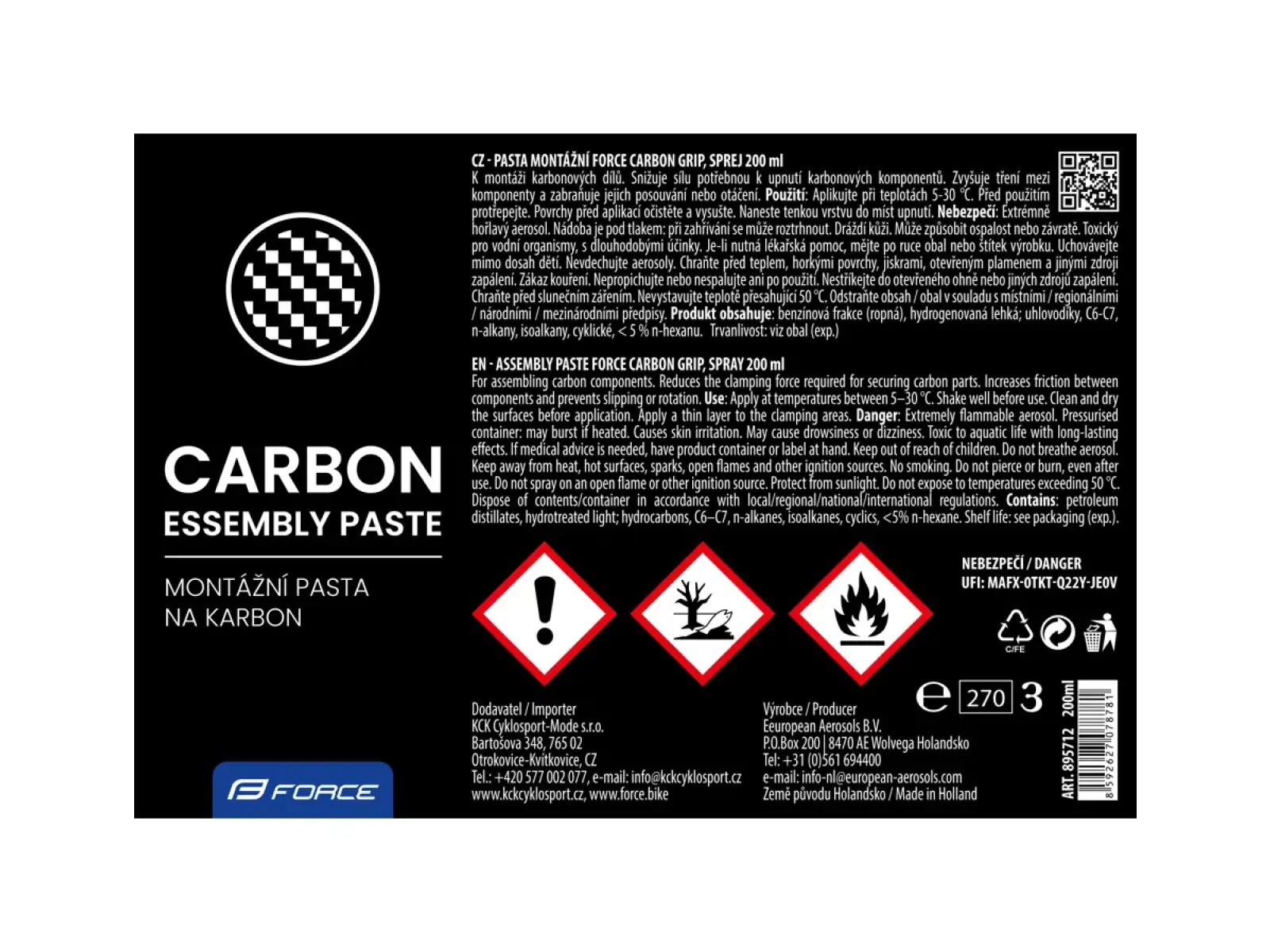 Force Carbon Grip 200 ml lubricant spray