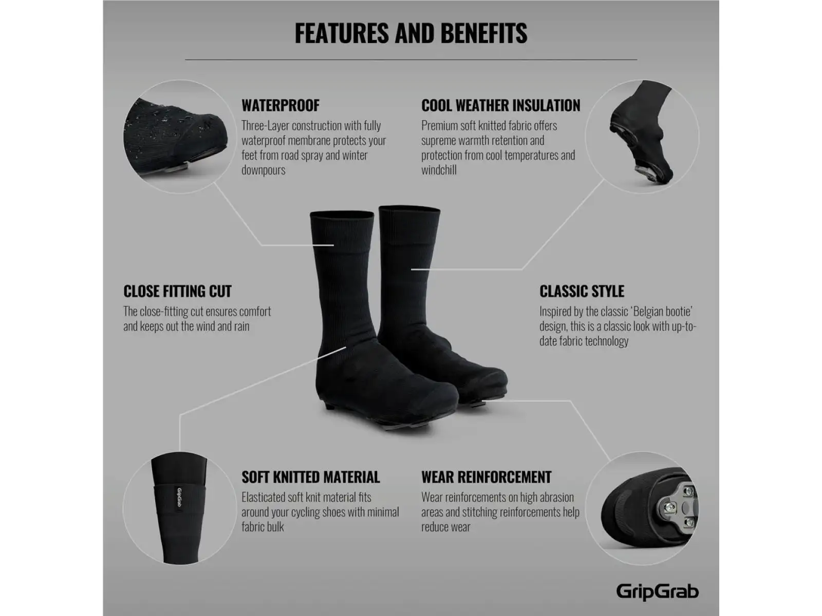 Grip Grab Flandrien Waterproof road shoe covers yellow