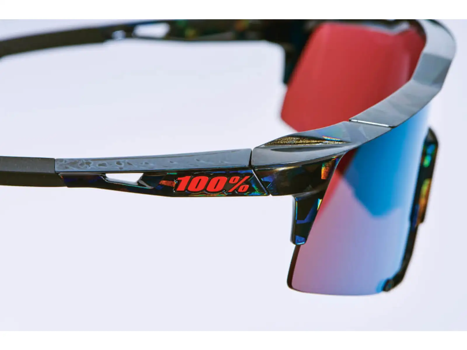100% SPEEDCRAFT Cycling Glasses Black Holographic/Hiper blue Multilayer Mirror Lens