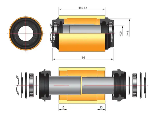 FSA MTB M3 Press Fit bottom bracket cups PF-30 46x68 mm AL