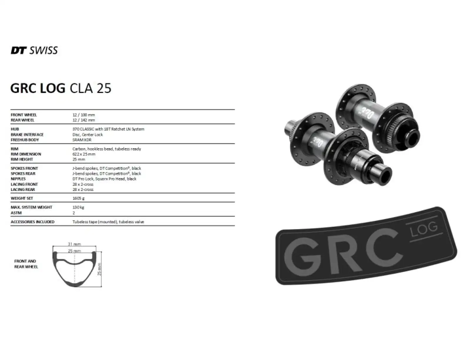 DT GRC LOG 25 Gravel Wheelset
