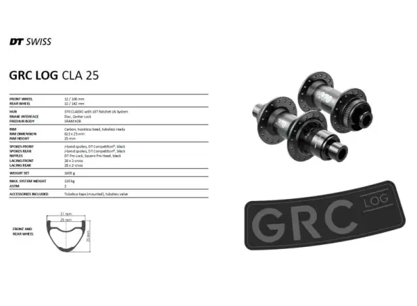 DT GRC LOG 25 Gravel Wheelset