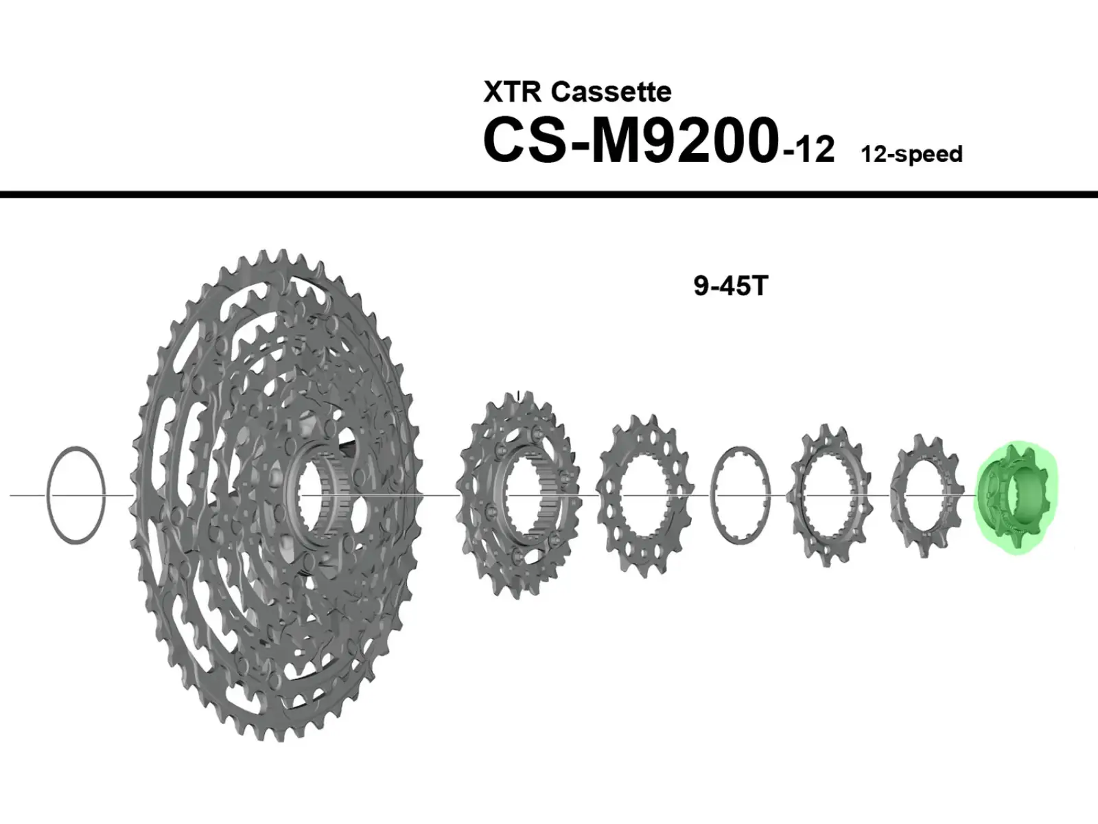 Shimano CS-M9200 sprocket 9 teeth with nut