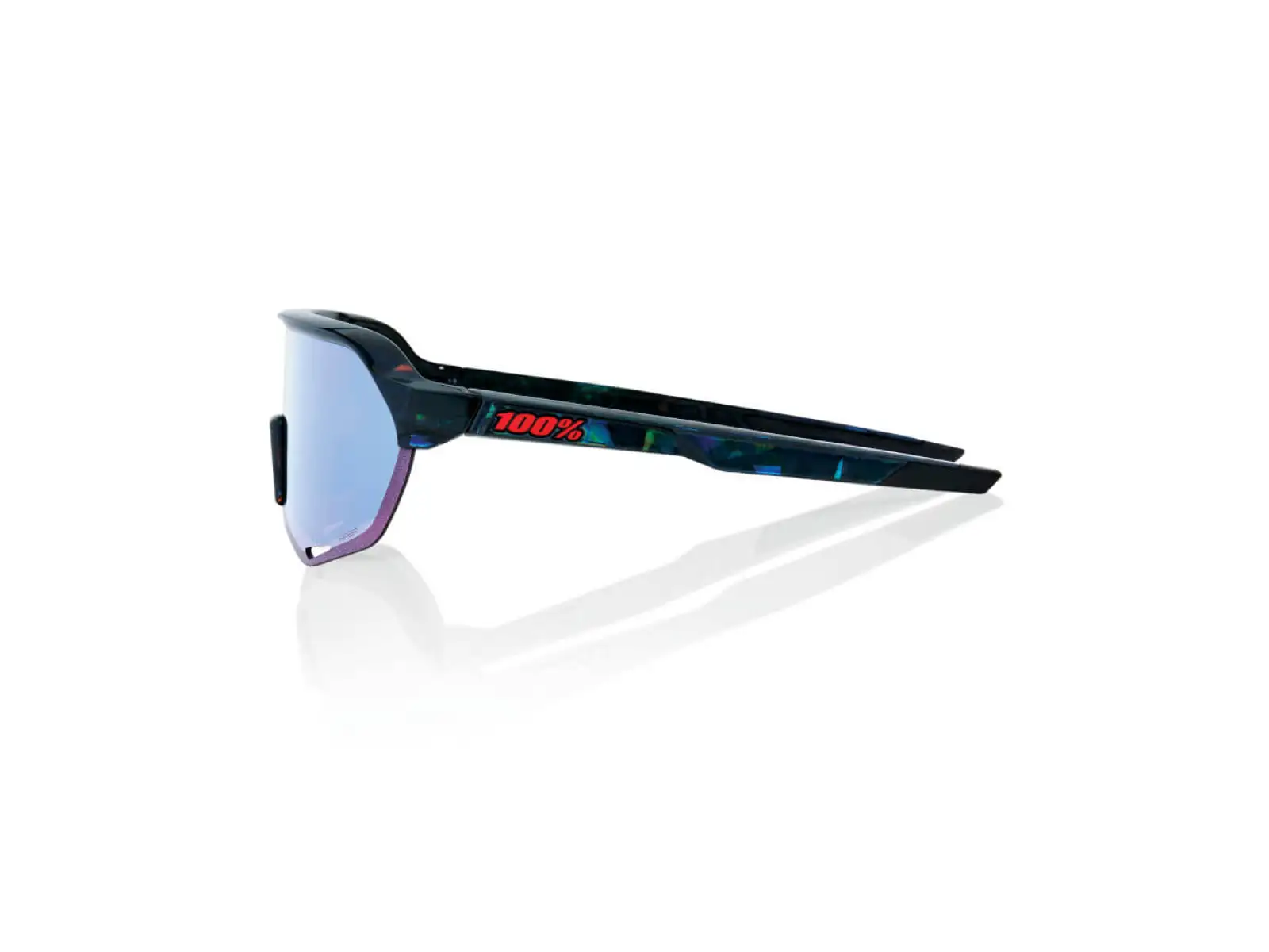 100% S2 HiPER Cycling Glasses Black Holographic/Blue Multilayer Mirror Lens