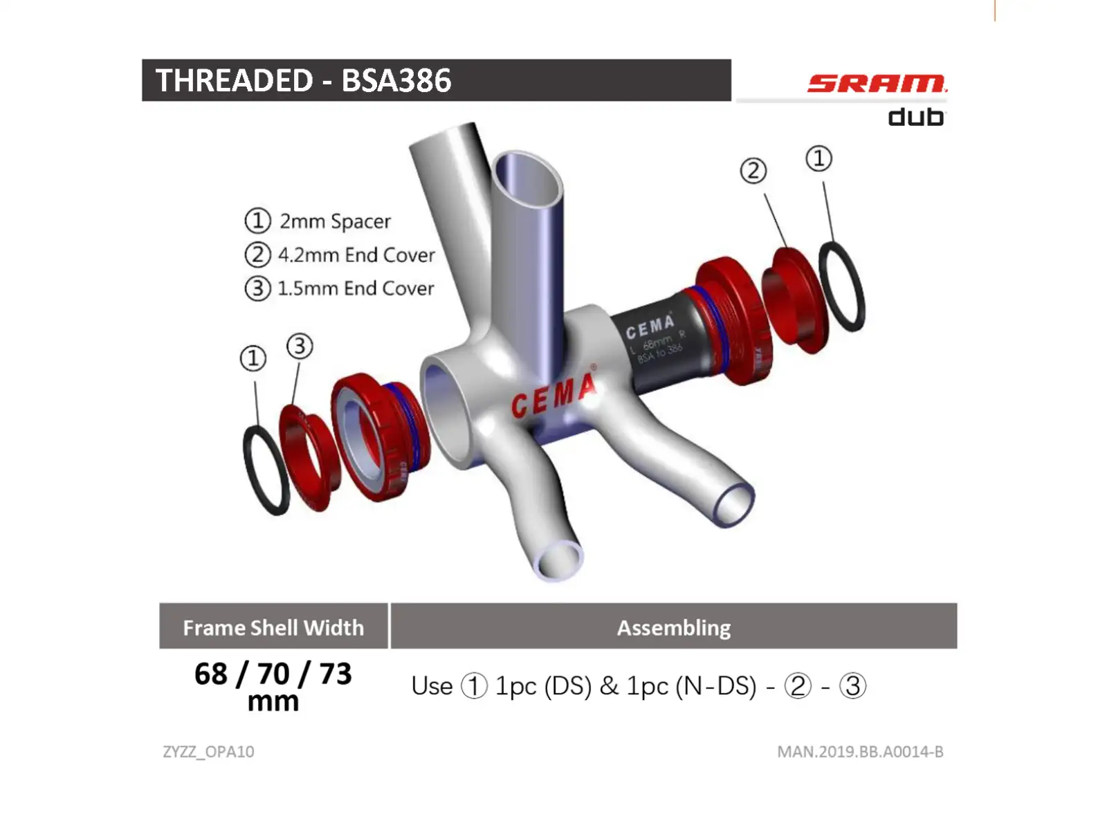 Cema Sram DUB bottom bracket Steel black