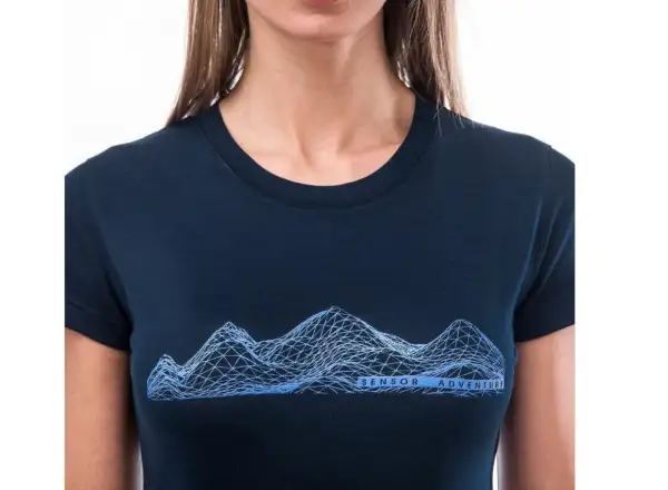 Sensor Merino Active PT Mountains women's T-shirt short sleeve Deep Blue