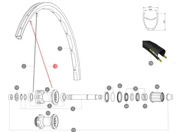Mavic Ksyrium Disc Flat Spoke set of spokes 12 pcs 291mm