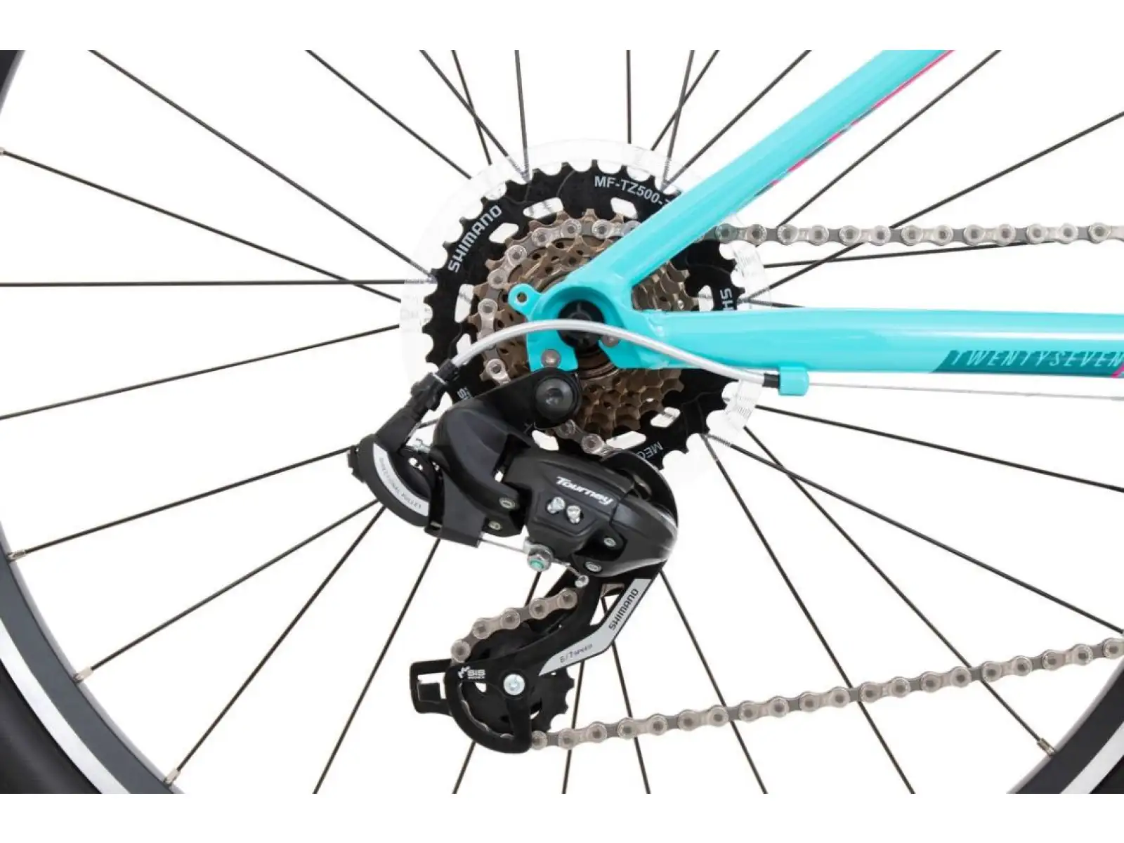 Rock Machine Catherine 27 gloss neon mint/petrol blue/pink children's bike