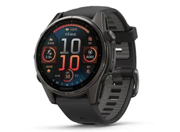 Garmin fenix 8 - 43 mm AMOLED Sapphire smart watch Carbon titanium Black/Pebble grey