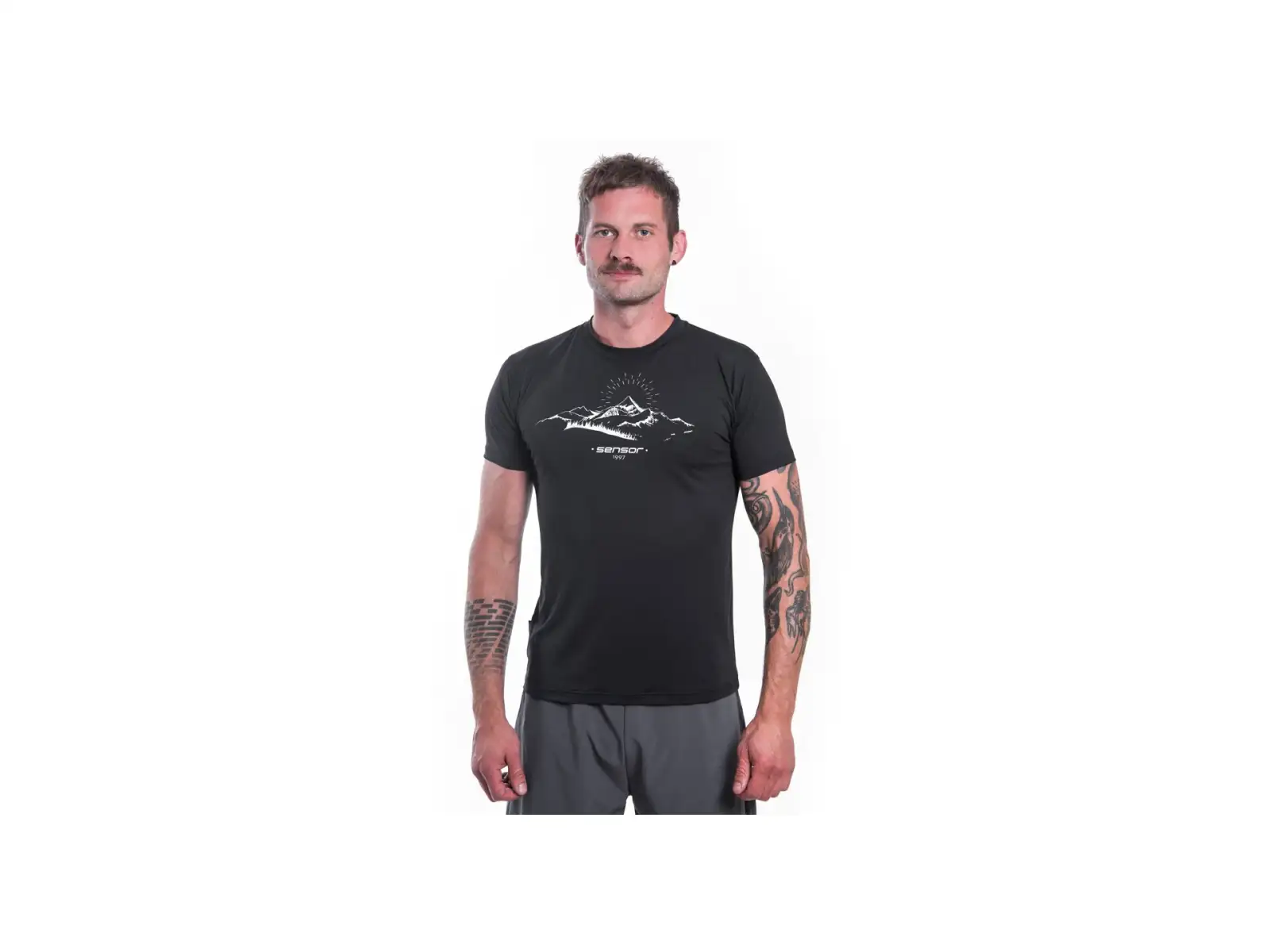 Sensor Coolmax Tech Mountains men's T-shirt short sleeve black