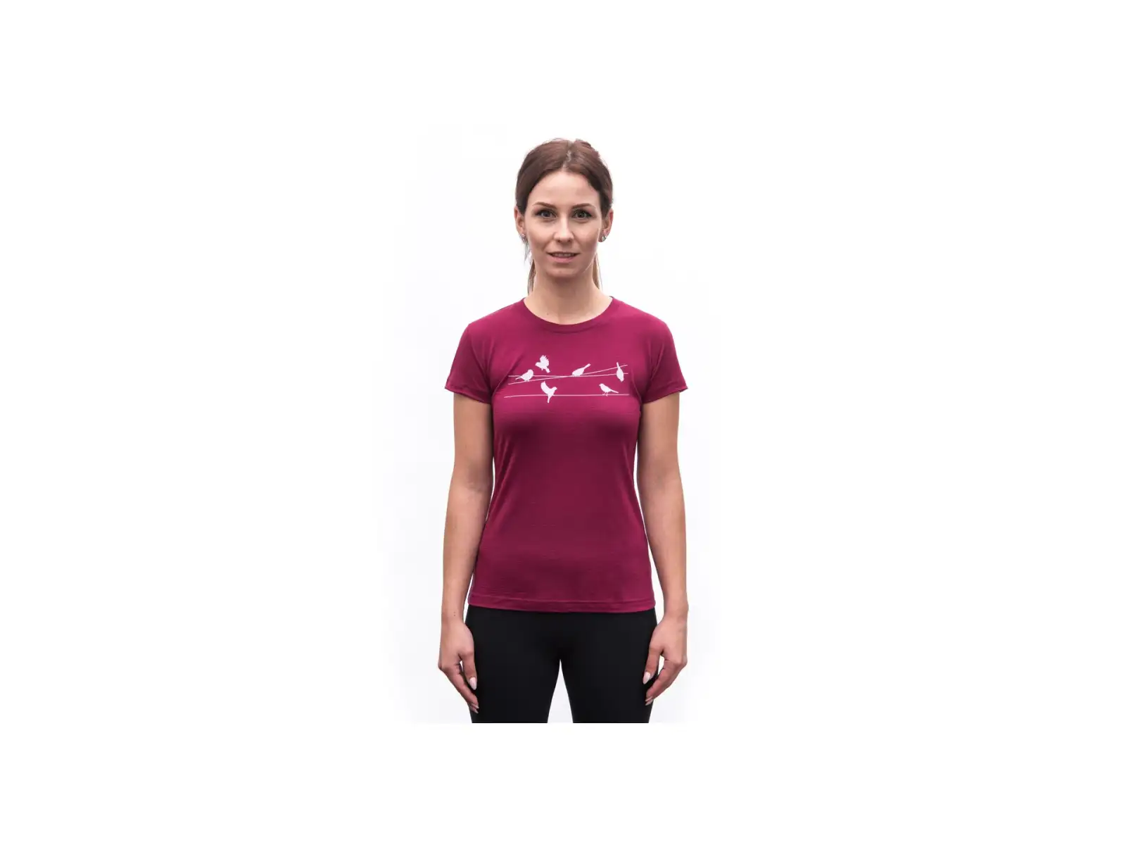 Sensor Merino Active Songbirds women's T-shirt short sleeve Lilla