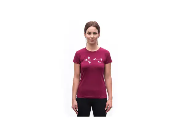 Sensor Merino Active Songbirds women's T-shirt short sleeve Lilla