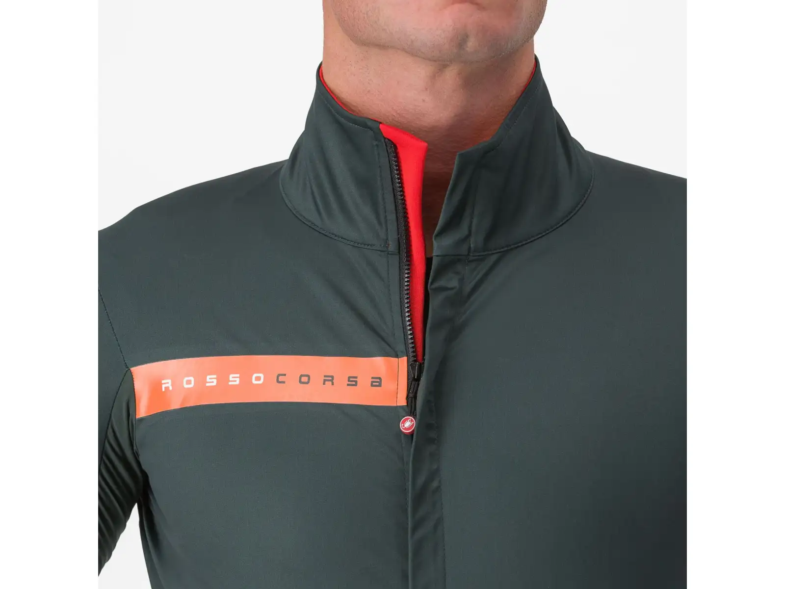 Castelli Beta RoS men's jacket Rover Green/Red Orange