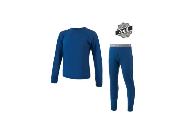 Sensor Merino Air children's set long sleeve shirt + bottom pants dark blue