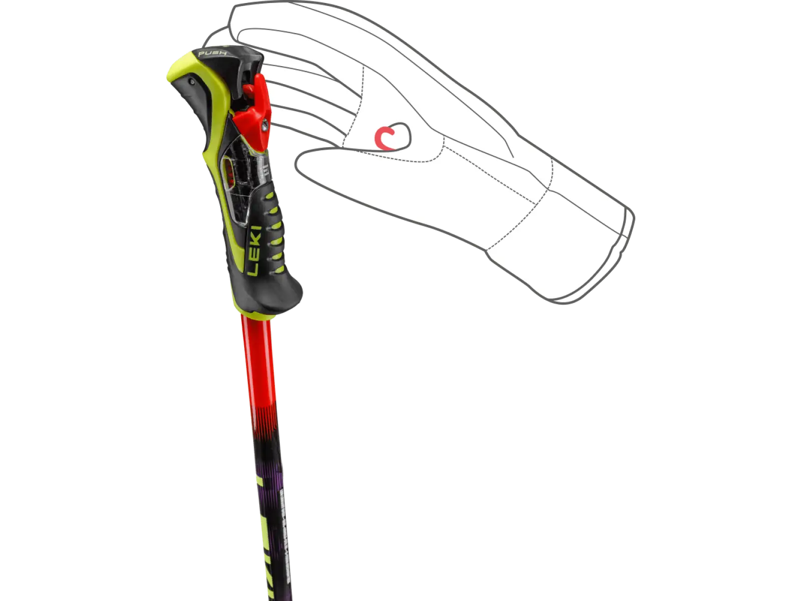 Leki WCR Pro Lite SL TR downhill poles Bright red-violet-neonyellow