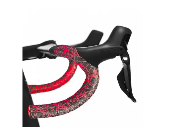 Supacaz Super Sticky Kush Splat tape Neon Red/Red plugs