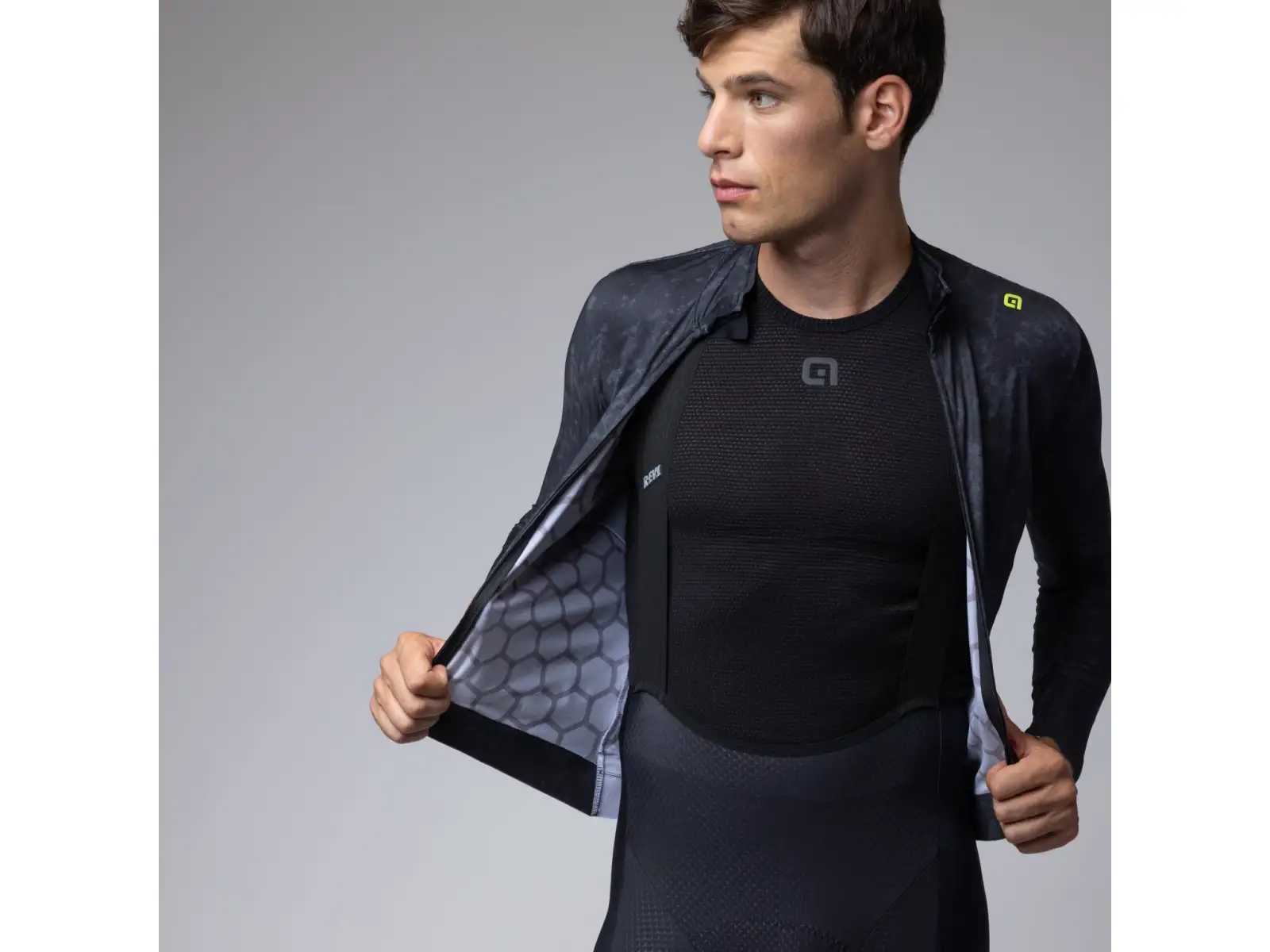 Alé R-EV1 Grafenium men's insulated cycling jersey Black