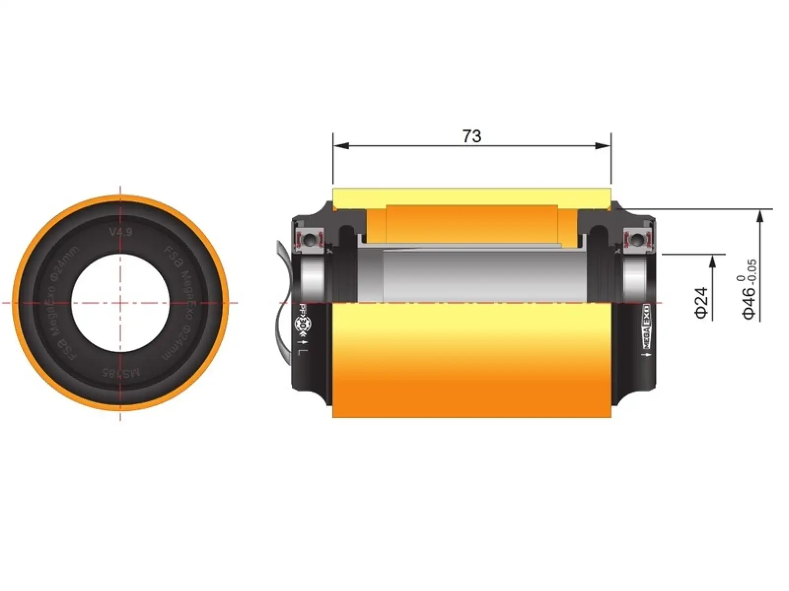 FSA MTB M3 Press Fit bottom bracket cups PF-30 46x73 mm AL