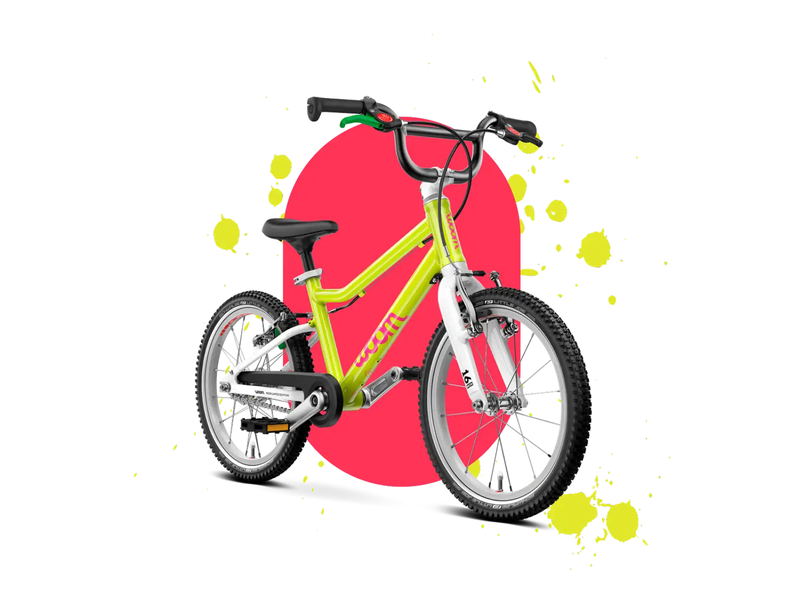 Woom GO 3 kids bike neon lime