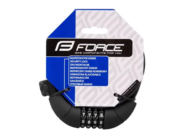 Force Lux lock spiral 180 cm/8 mm 4code + holder black