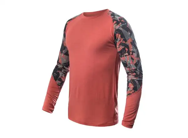 Sensor Merino Impress men's long sleeve shirt Terracotta/Rush