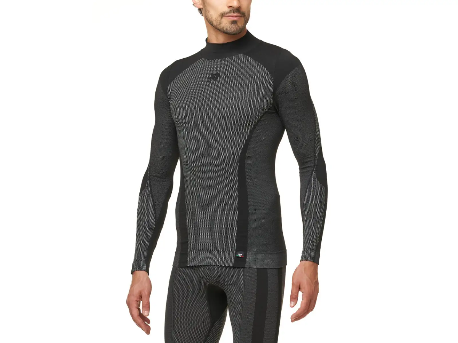 SIXS TS3 V2 functional long sleeve t-shirt with a stand-up collar carbon black
