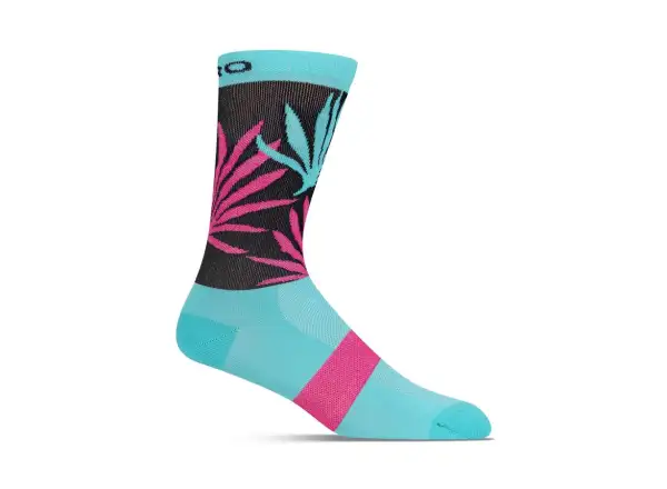 Giro Comp High Rise socks screaming teal/neon pink palms