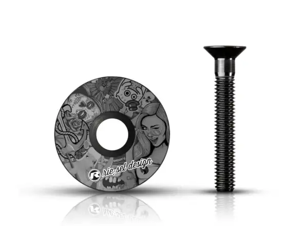 Rie:sel Design Stem:cap headset cap stickerbomb ultra black II