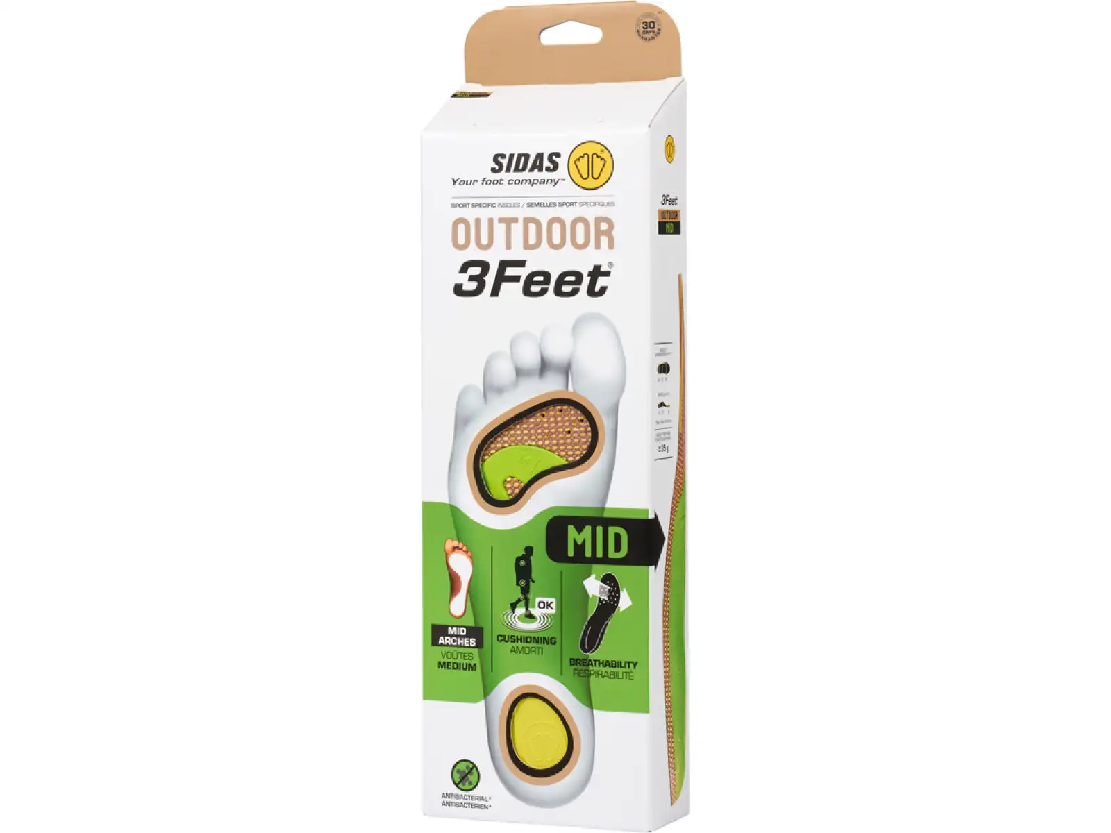 Sidas 3Feet Outdoor Mid insoles medium arch 1 pair