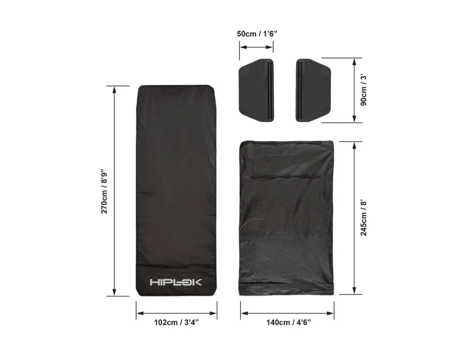 Hiplok Rideshield protective pad 2700 x 1020 mm black