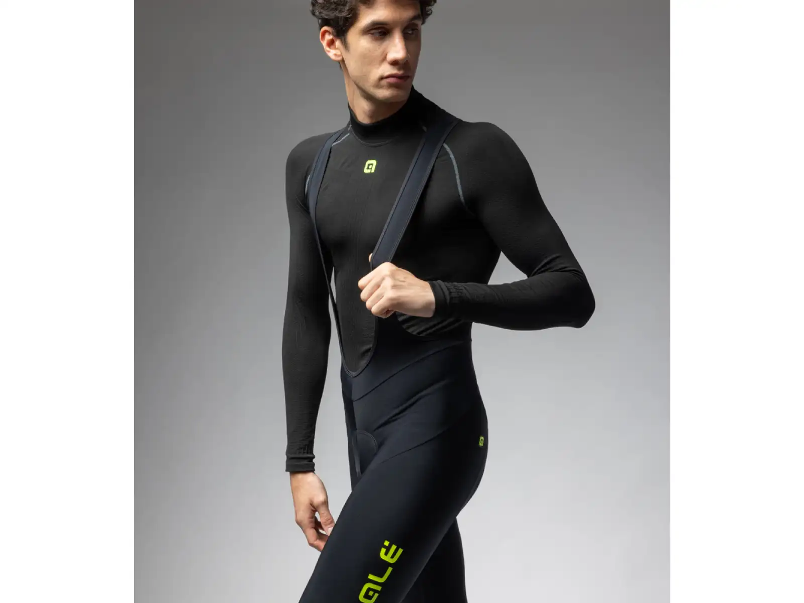 ALÉ Calzamaglia C/B Winter men's winter cycling pants black/fluo yellow