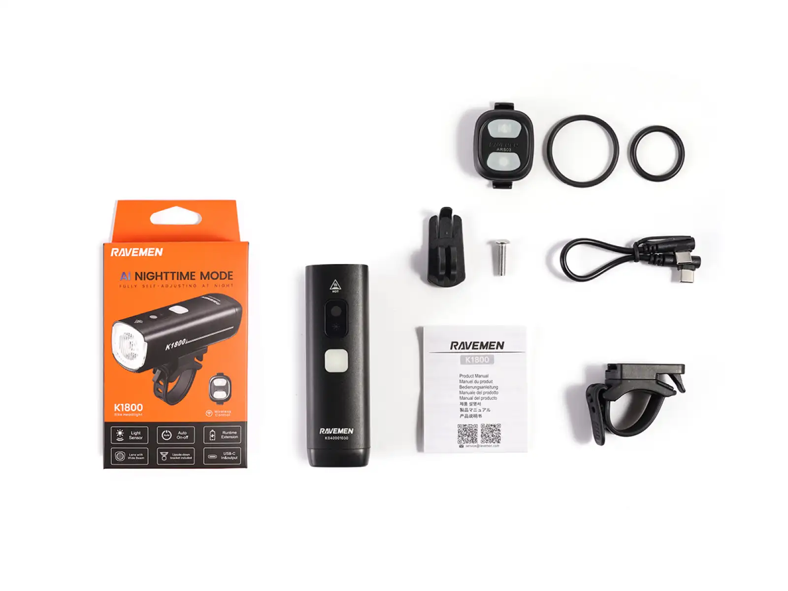 Ravemen K1800 front light black