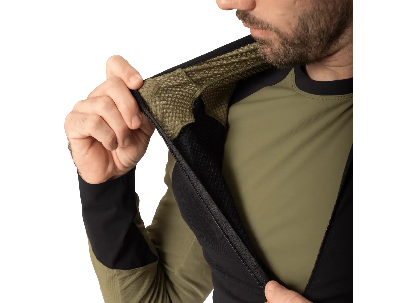 Dynafit Alpine Zip men's running shirt long sleeve Military green/0910