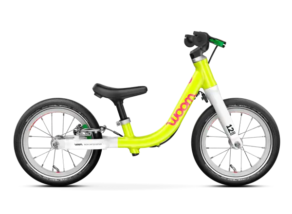 Woom GO 1 kids balance bike neon lime