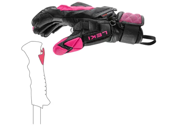 Leki WCR Venom SL 3D women's racing gloves Black-Pink
