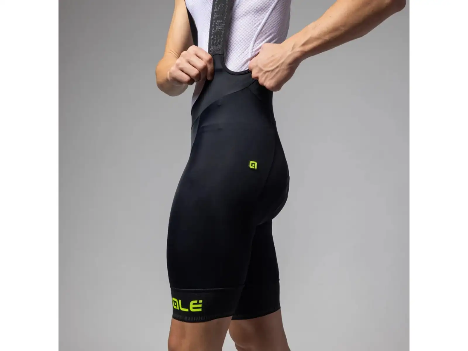 Alé Pragma Corsa 2.0 men's shorts with chamois and braces Black/Fluo Yellow