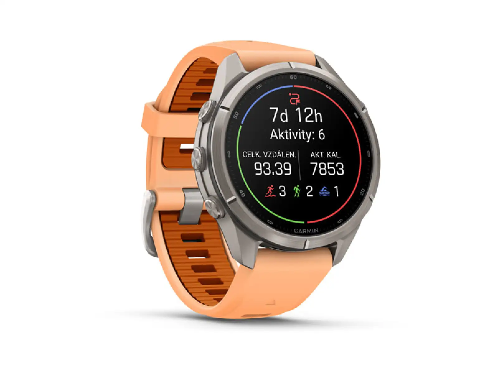 Garmin fenix 9 Pro – inReach 43 mm smartwatch Titanium Shell pink/autumn orange silicone band