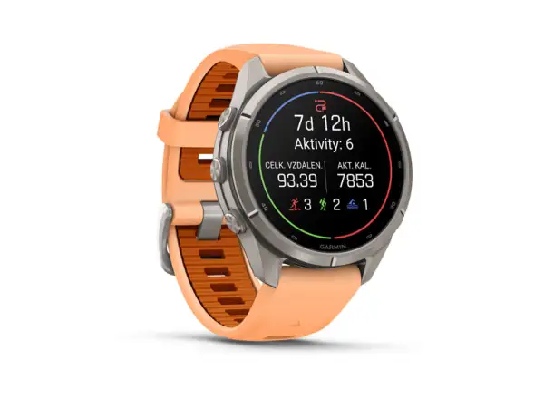 Garmin fenix 9 Pro – inReach 43 mm smartwatch Titanium Shell pink/autumn orange silicone band