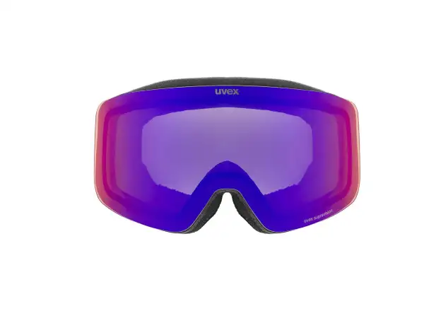 Uvex Pwdr Fm children's ski goggles Black Matt DL/Ruby On Green
