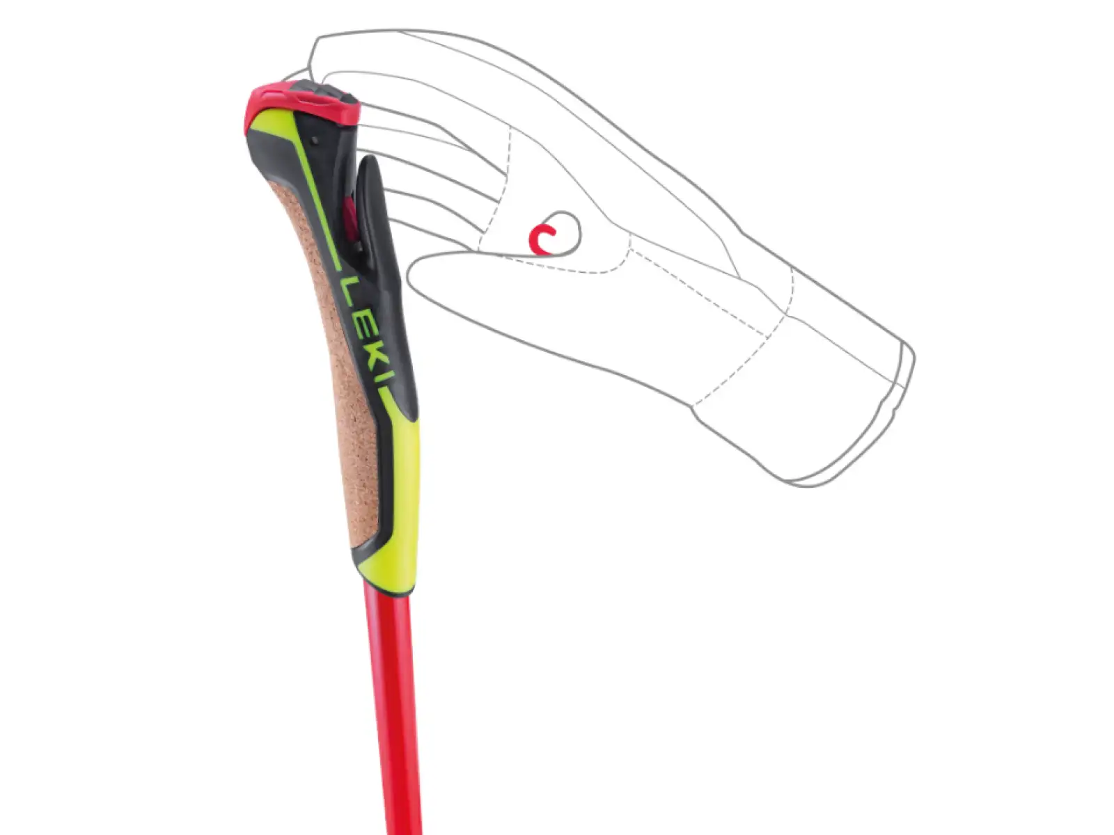 Leki PRC 750 cross-country poles Bright red/Neon yellow/Black