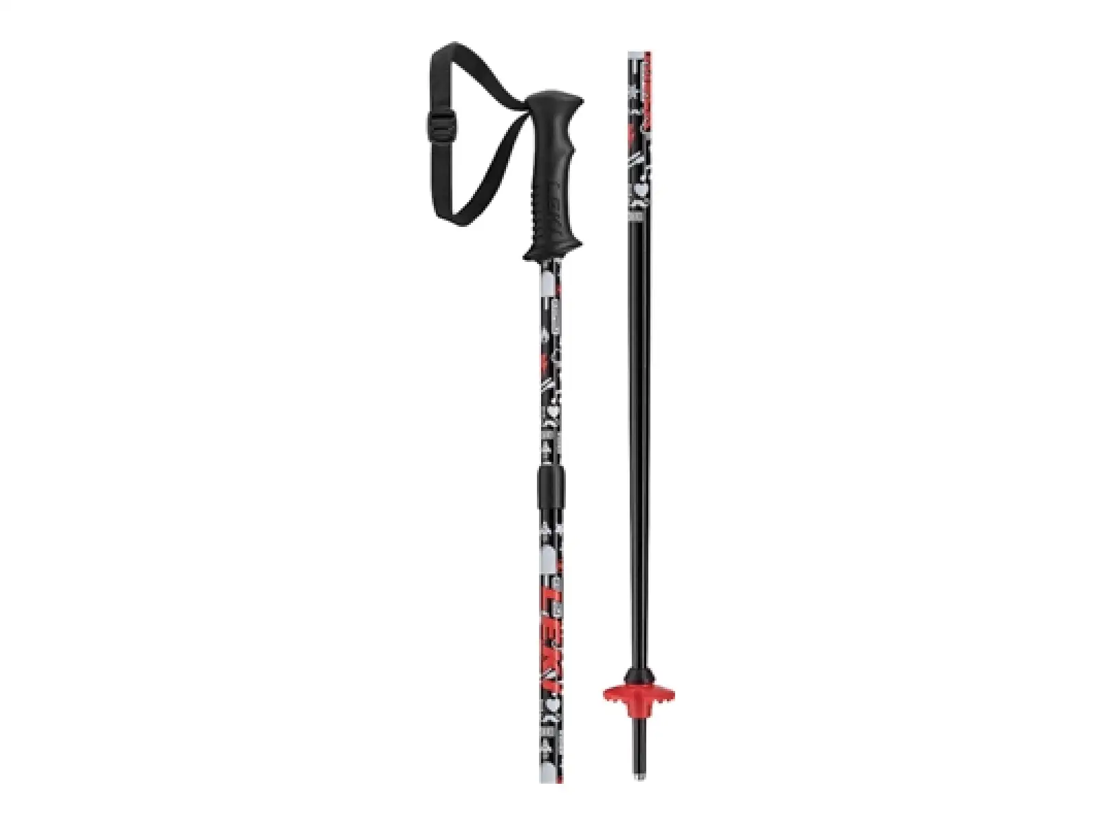 Leki Rider Vario ski poles black/white/neon red