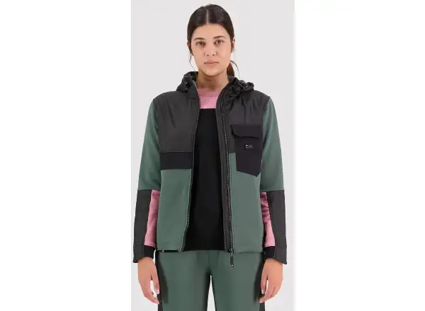 Mons Royale Decade Mid Hoody women's sweatshirt long sleeve Burnt sage/black