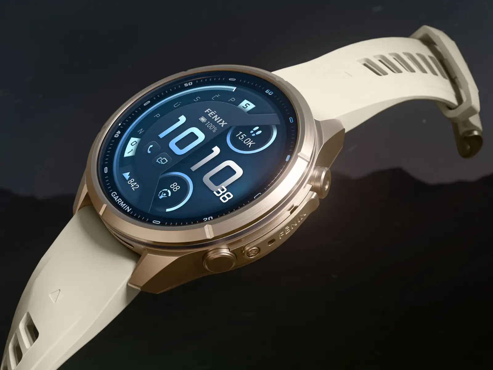Garmin fenix 9 Pro inReach 43 mm smart watch Autumn gold titanium/Cream/french gray