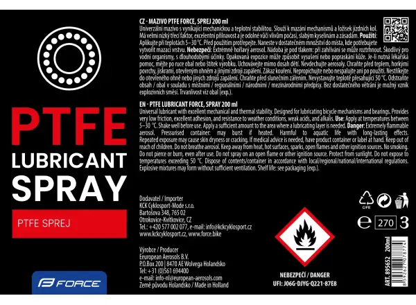 Force PTFE lubricant spray 200 ml