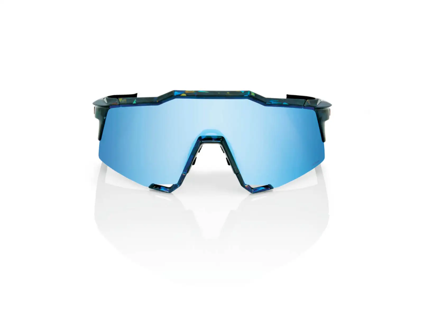 100% SPEEDCRAFT Cycling Glasses Black Holographic/Hiper blue Multilayer Mirror Lens