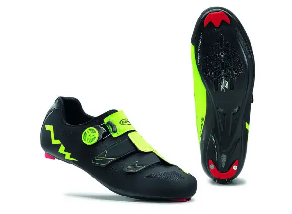 Northwave Phantom Carbon Road Cycling Shoes Men Black/Yellow Fluo
